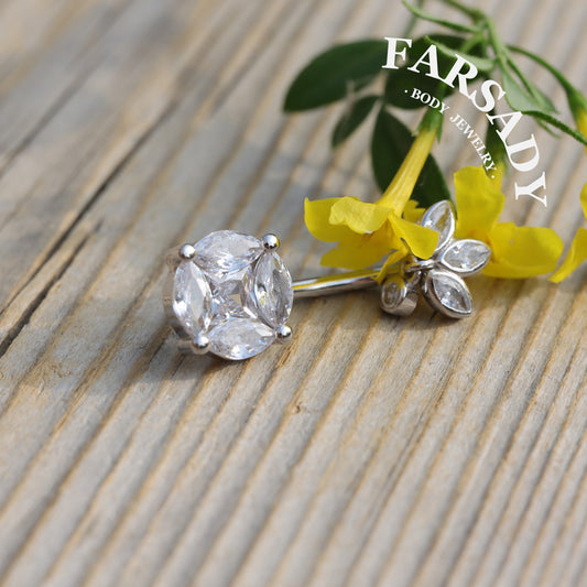 14G S925 Sterling Silver Round Clear CZ Belly Button Ring 8mm 10mm 12mm Navel Piercing Jewelry Non Healed Piercing Friendly Daily Wear Gift for Her