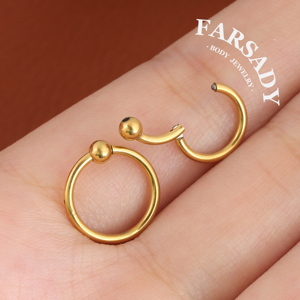 Orb Loop - ASTM F136 Titanium Hinged Clicker Hoop / Fits 16G Septum Ring Helix Conch Cartilage Earring