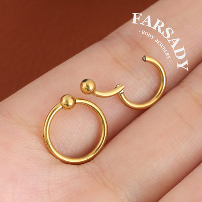 Orb Loop - ASTM F136 Titanium Hinged Clicker Hoop / Fits 16G Septum Ring Helix Conch Cartilage Earring