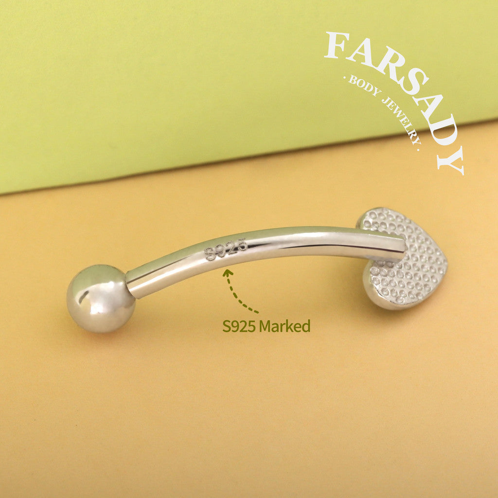 Ebony Heart Outline - 925 Silver Belly Button Ring / Fits 14G Navel Piercing