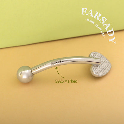 Ebony Heart Outline - 925 Silver Belly Button Ring / Fits 14G Navel Piercing