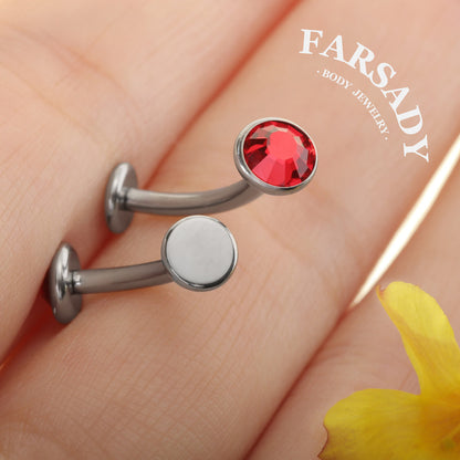 14G Titanium Red CZ Floating Belly Button Ring 6/8/10/12/14mm Internally Threaded Navel Ring Waterproof Body Piercing Daily Wear Gift for Her