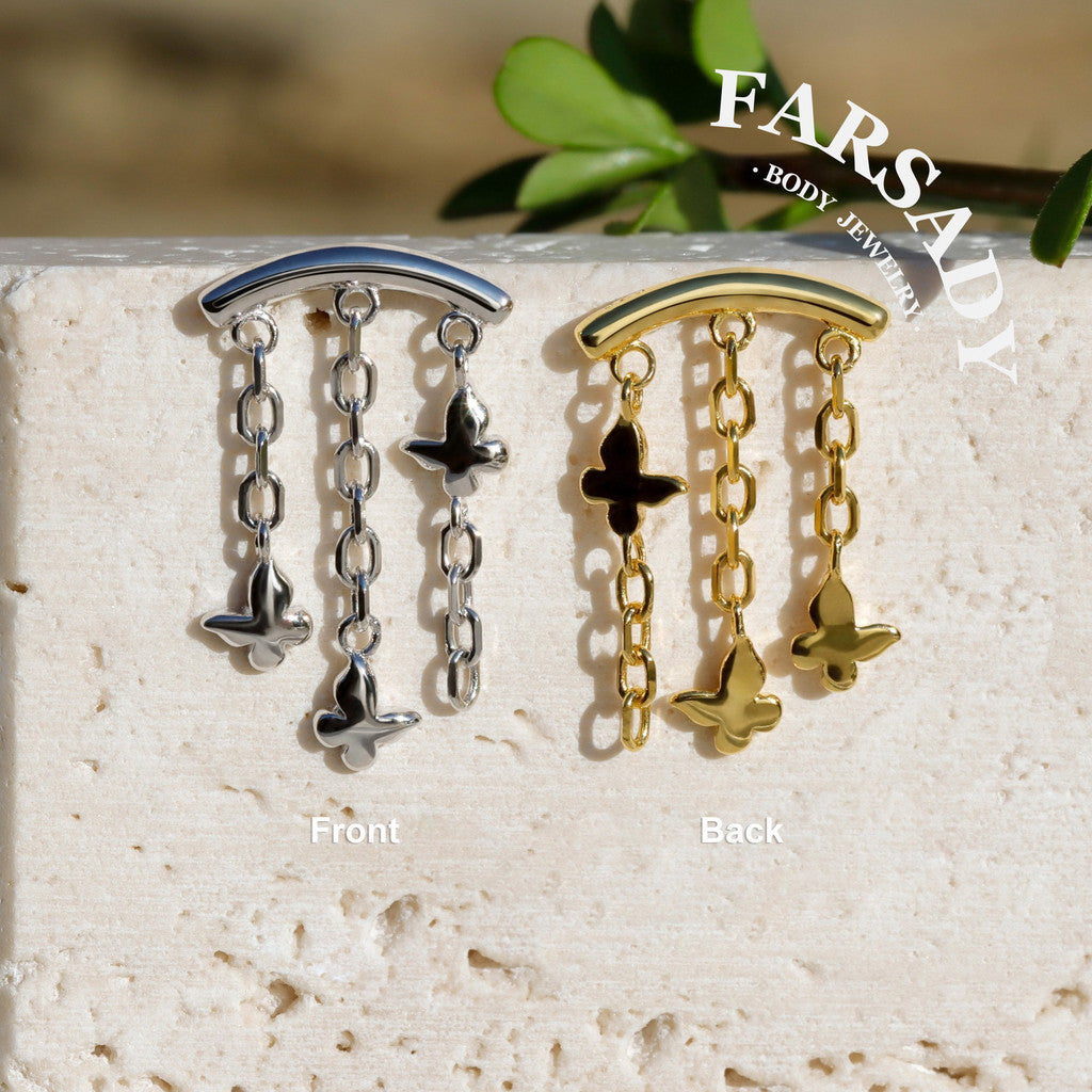 Butterfly Arch - 925 Silver Threadless Stud / Fits Cartilage Helix Tragus Lobe Earring