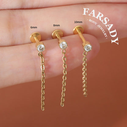 Chain Glint - F136 Titanium Internally Threaded Stud / Fits Cartilage Helix Tragus Lobe Piercing