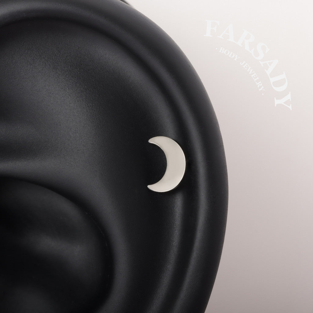 Crescent Hush - F136 Titanium Internally Threaded Stud / Fits Cartilage Helix Tragus Lobe Nostril Piercing