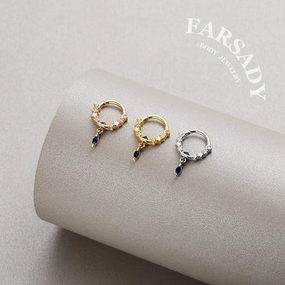 Star Tear - CZ Dangle Hinged Clicker Hoop / Fits 16G Septum Ring Helix Conch Cartilage Earring
