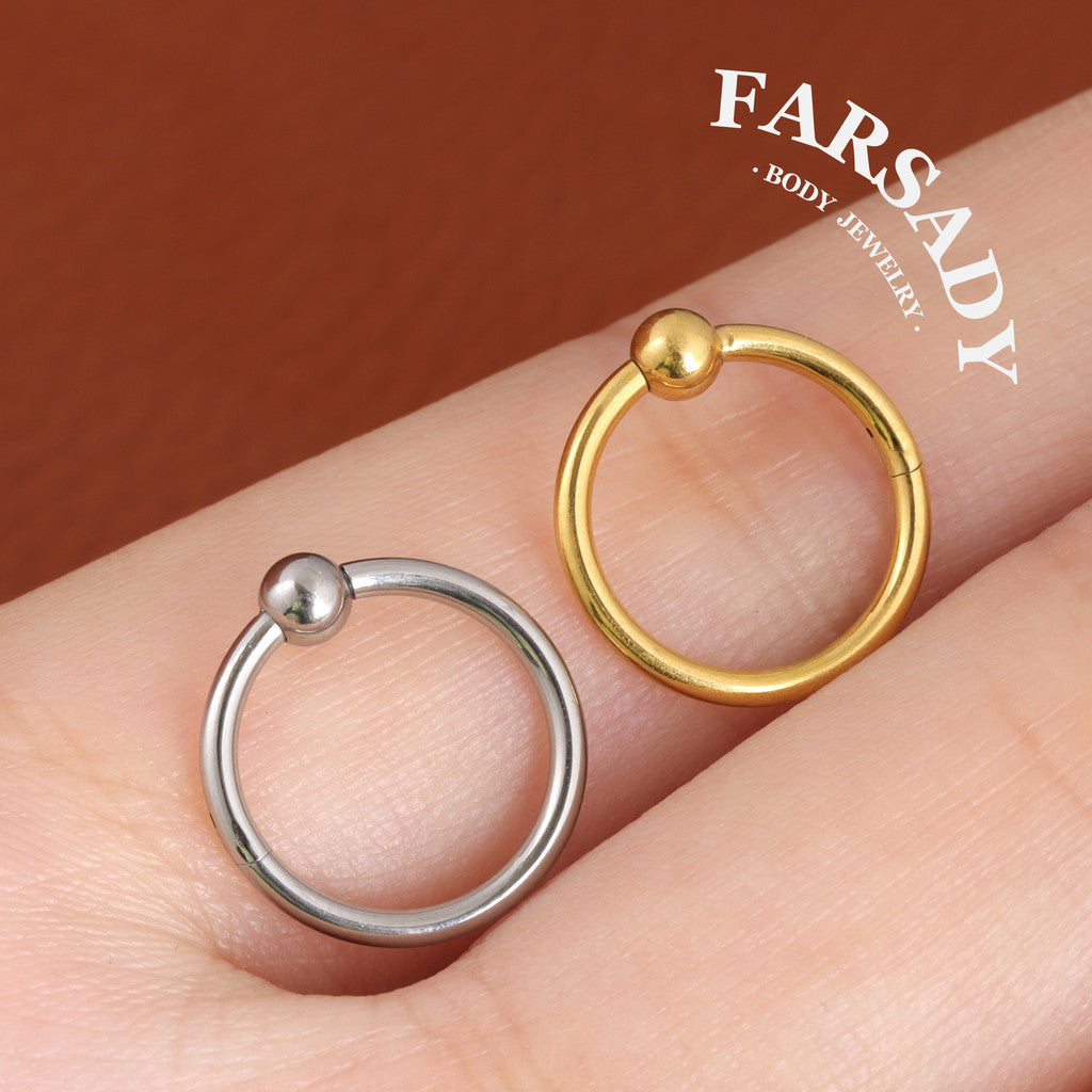 Orb Loop - ASTM F136 Titanium Hinged Clicker Hoop / Fits 16G Septum Ring Helix Conch Cartilage Earring