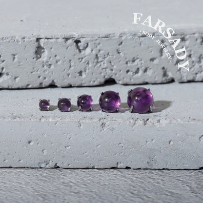 Gradient Amethyst - F136 Titanium Natural Amethyst Replacement Tops / Fits Internal Thread Ear Studs