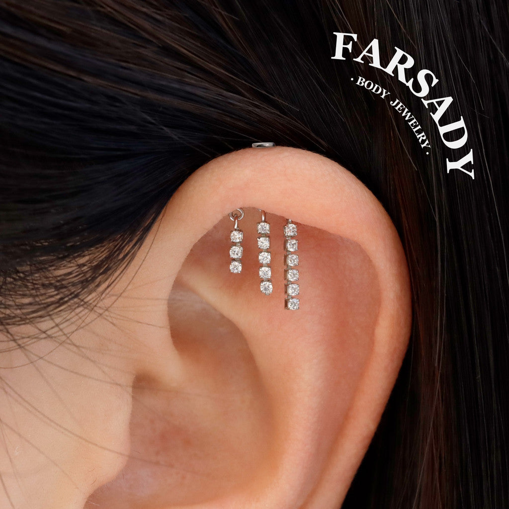 Triple Lumen Chain - Sterling Silver Push In Stud