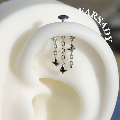 Triple Psyche - Sterling Silver Push In Stud