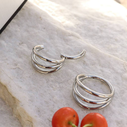 Triple Loop - ASTM F136 Titanium Hinged Clicker Hoop / Fits 16G Septum Ring Helix Conch Cartilage Earring / Waterproof Segment Piercing, Hypoallergenic Jewelry for Sensitive Skin