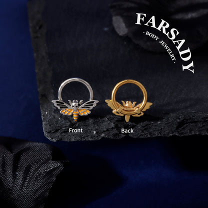 16G Death Moth Daith Earring| 316L Steel Septum Ring| Gold Septum Clicker| Helix Piercing Jewelry| Gothic Tragus Hoop | Skull Moth Halloween