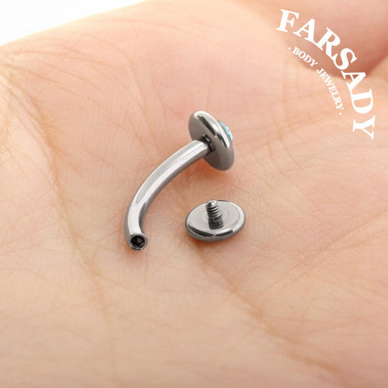 14G Titanium Blue CZ Floating Belly Button Ring -  6mm 8mm 10mm 12mm 14mm Internally Threaded Navel Ring Waterproof Body Piercing Jewelry