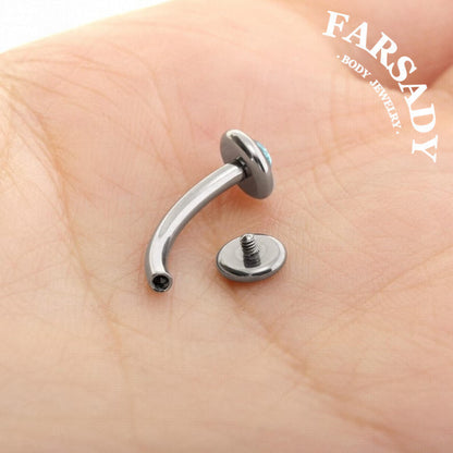 14G Titanium Blue CZ Floating Belly Button Ring -  6mm 8mm 10mm 12mm 14mm Internally Threaded Navel Ring Waterproof Body Piercing Jewelry