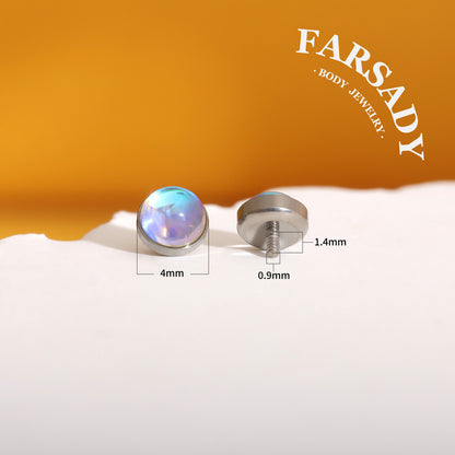 16G 18G Titanium AB Gem Stud Earring, Silver Inner Threaded Helix Earring Conch Stud Tragus Piercing Jewelry Lip Stud, Full Size Bar Length