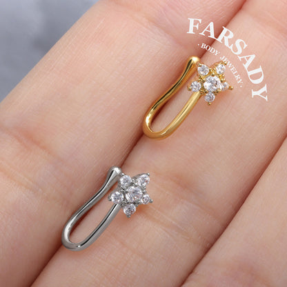 Seven-Petal Spark - 925 Silver Fake Nose Ring / Fit Non-Pierced Nose Ring
