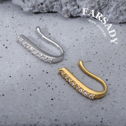 Silver Luminous Bar - 925 Silver Fake Nose Ring / Fit Non-Pierced Nose Ring