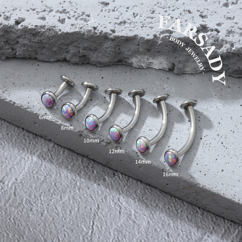 Mini Purple Opal - F136 Titanium Internally Threaded Belly Button Ring / Fits 14G Navel Piercing