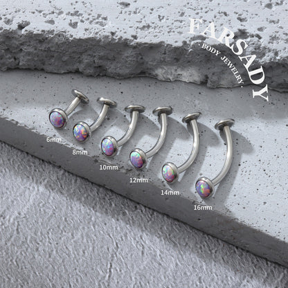 Mini Purple Opal - F136 Titanium Internally Threaded Belly Button Ring / Fits 14G Navel Piercing