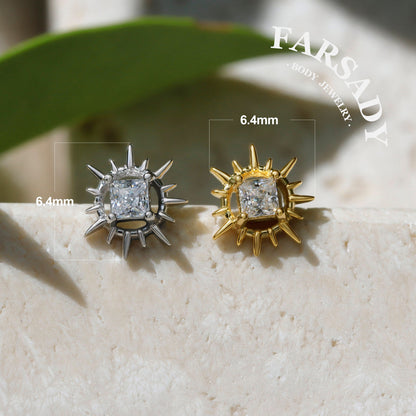 Spike Lumina - 925 Silver Threadless Stud / Fits Cartilage Helix Tragus Lobe Piercing