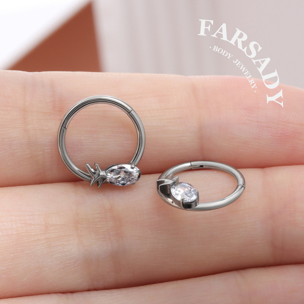 Spike Bloom - F136 Titanium Hinged Clicker Hoop / Fits 16G Septum Ring Helix Conch Cartilage Earring