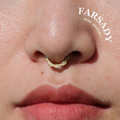 16G Flower Septum Ring Hinged CZ Nose Piercing Hoop Daith Helix Earring Daily Wear Body Jewelry Gift Packaged Perfect Gift for Her