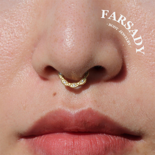 16G Flower Septum Ring Hinged CZ Nose Piercing Hoop Daith Helix Earring Daily Wear Body Jewelry Gift Packaged Perfect Gift for Her
