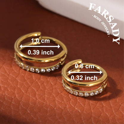 Double Orbit- ASTM F136 Titanium Hinged Clicker Hoop / Fits 16G Septum Ring Helix Conch Cartilage Earring / Waterproof Piercing Jewelry for Daily Wear & Sensitive Skin