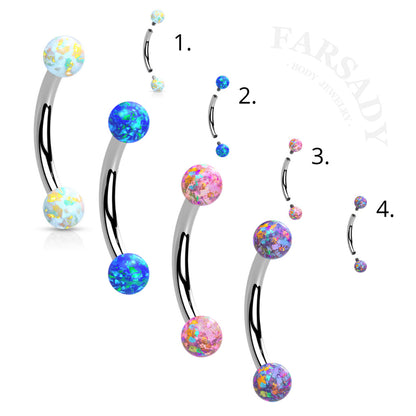 Opal Arc Tide - F136 Titanium Internal Thread Curved Barbell / Fits 16G Rook Daith Earring Lip Eyebrow Piercing