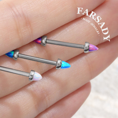 Opal Spike Bolt - F136 Titanium Internally Threaded Straight Barbell / Fits 16G Nose Bridge Chest Piercing