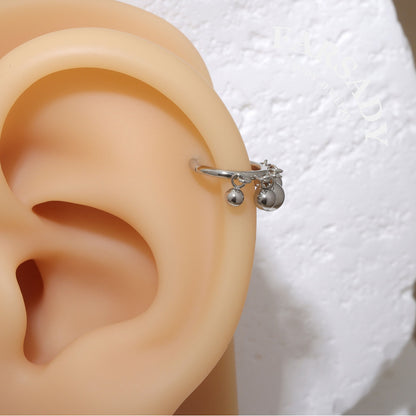 Chime Drop - Bead Dangle Hinged Clicker Hoop / Fits 16G Septum Ring Helix Conch Cartilage Earring