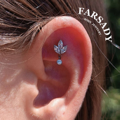 Leaf Whisper - F136 Titanium Internally Threaded Stud / Fits Cartilage Helix Tragus Lobe Piercing