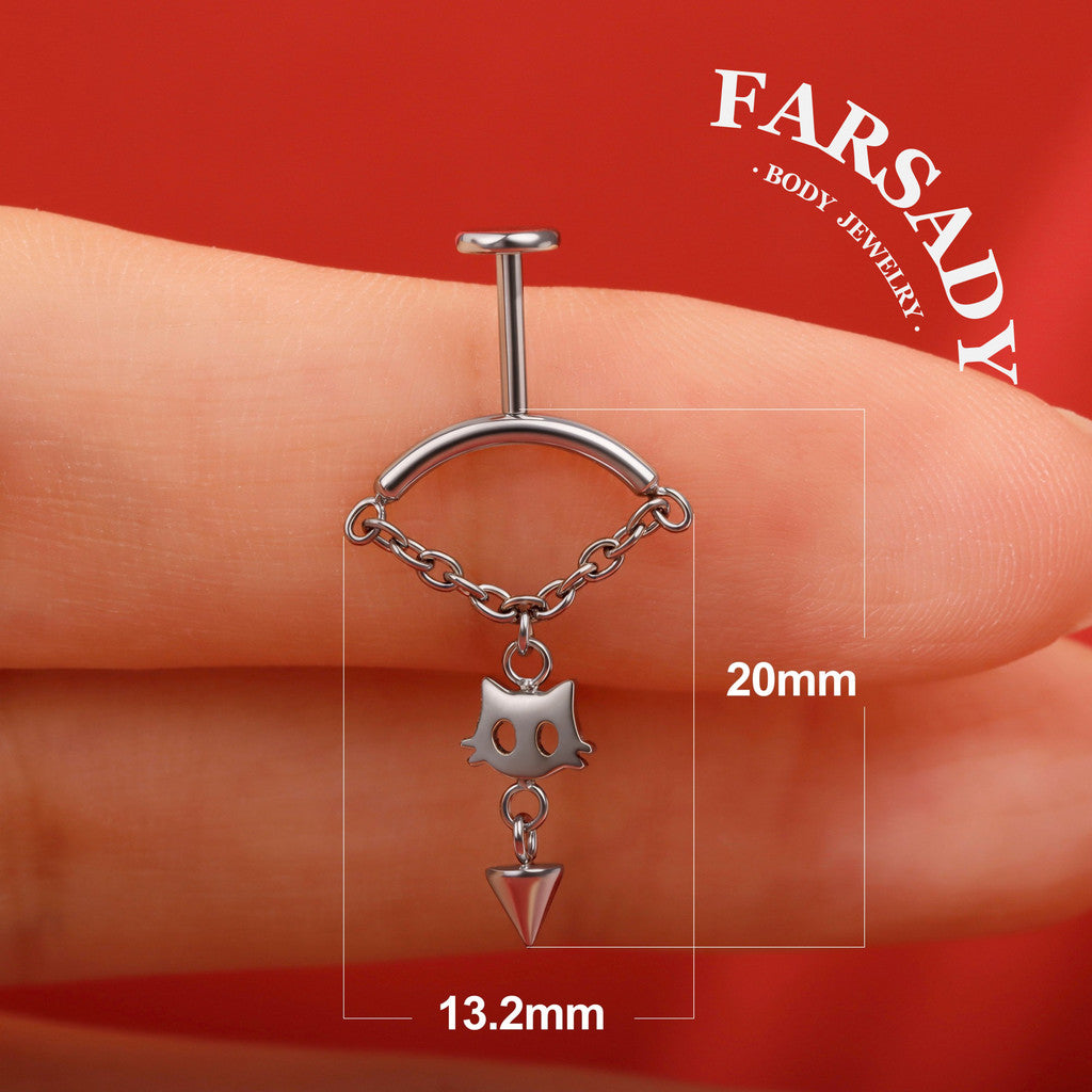 Cat Whim - F136 Titanium Internally Threaded Stud / Fits Vertical Helix Hidden Rook Earring