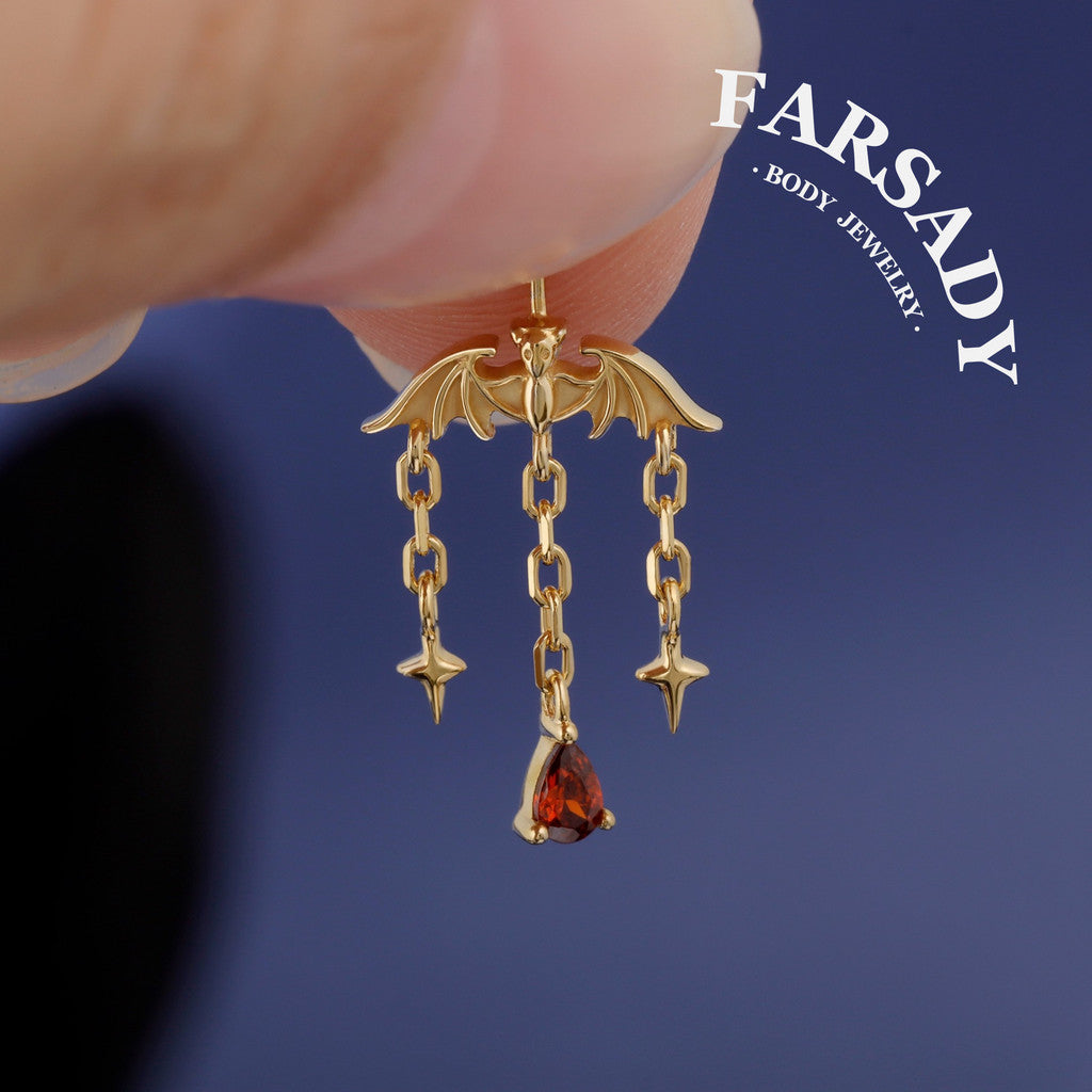 Gothic Red Threadless Push In  Cartilage Stud