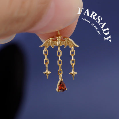 Gothic Red Threadless Push In  Cartilage Stud