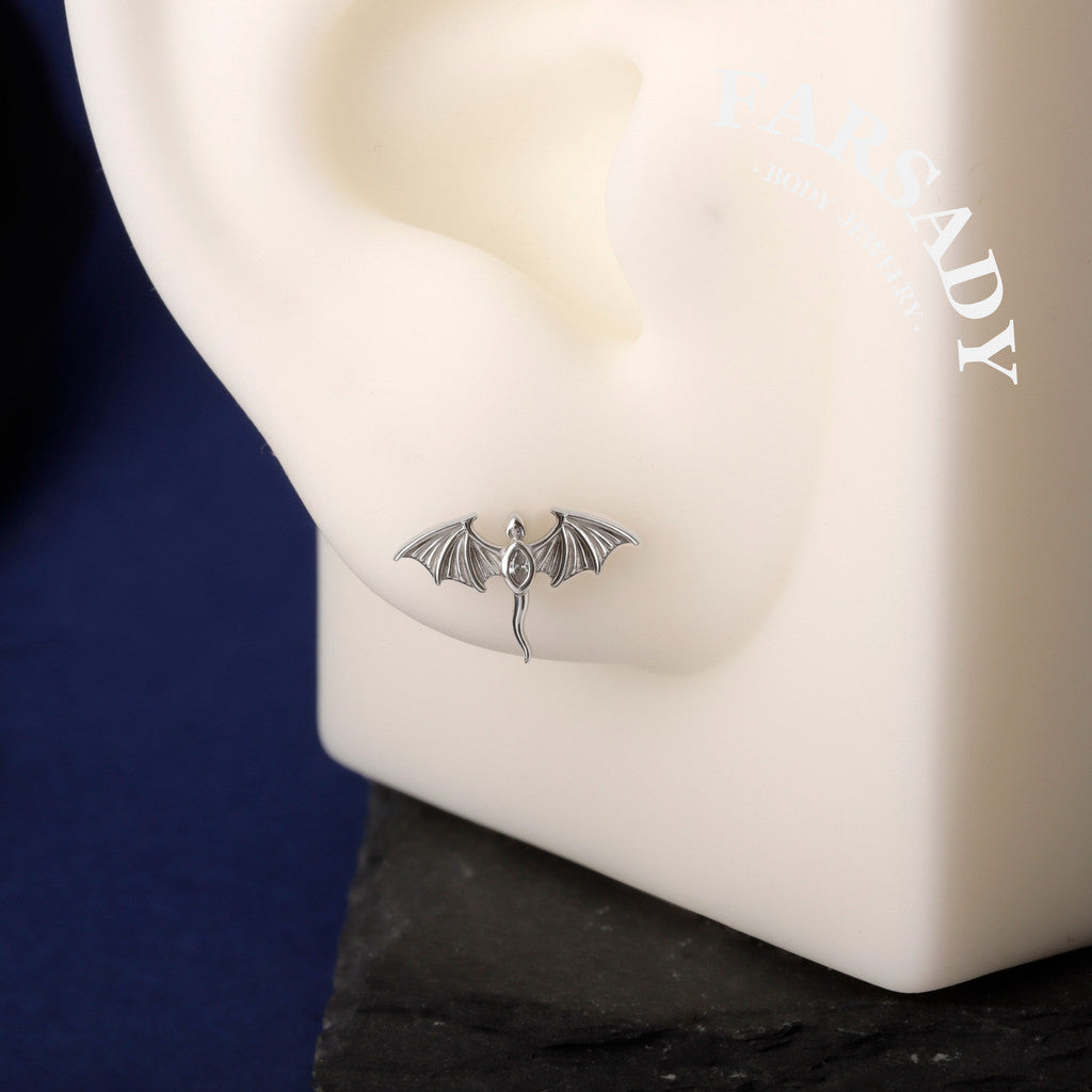 Flying Dragon Threadless Push In Helix Stud Earring