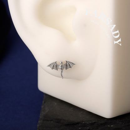 Flying Dragon Threadless Push In Helix Stud Earring