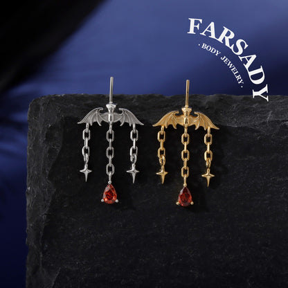Gothic Red Threadless Push In  Cartilage Stud