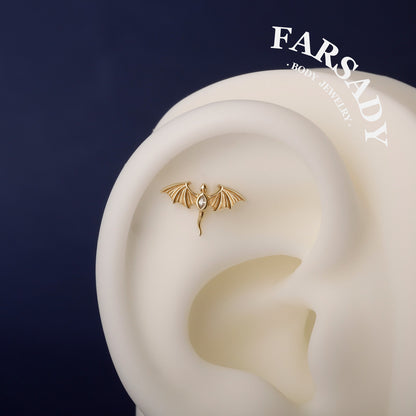 Flying Dragon Threadless Push In Helix Stud Earring