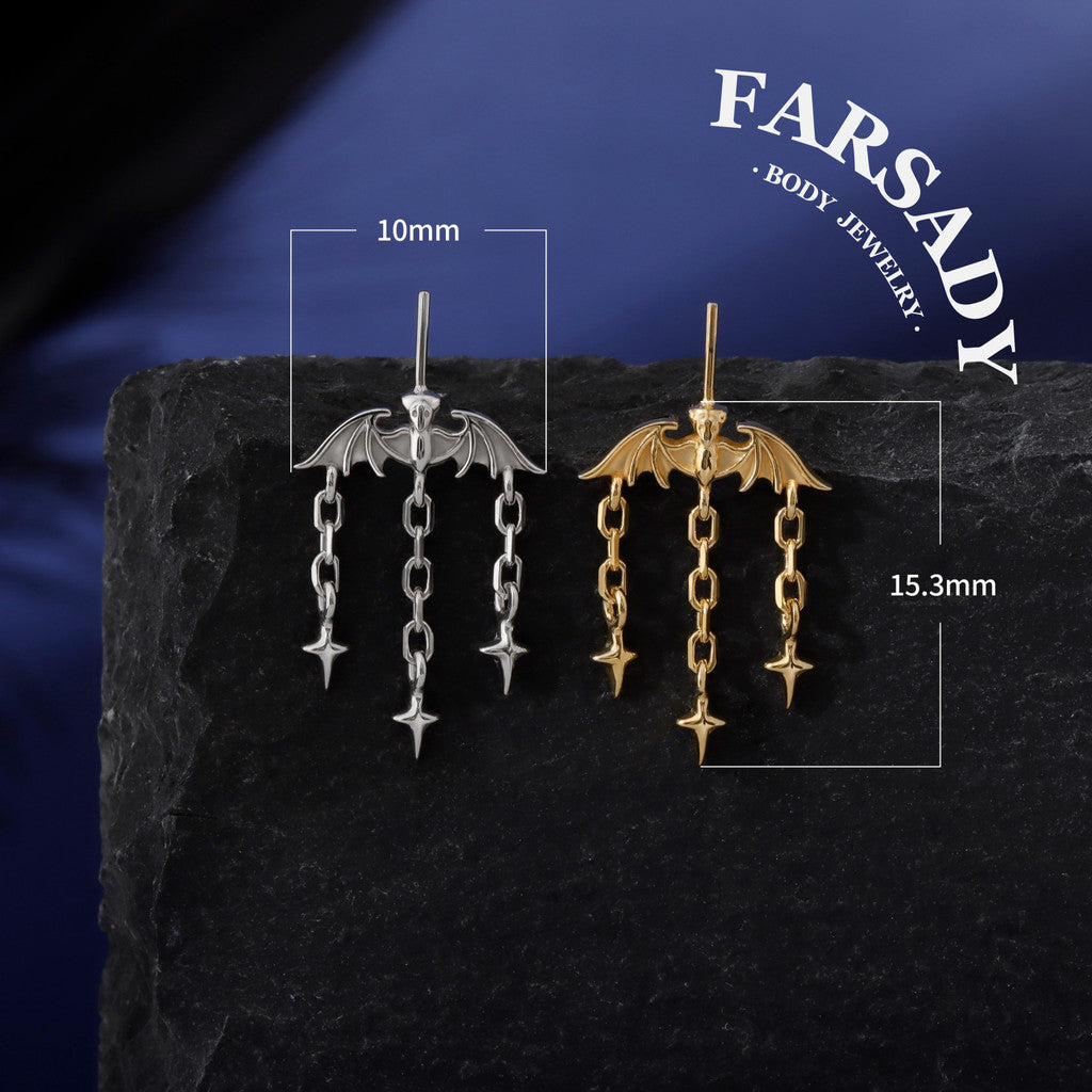 Bat Dangle Stars Vertical Helix Dangle Earring