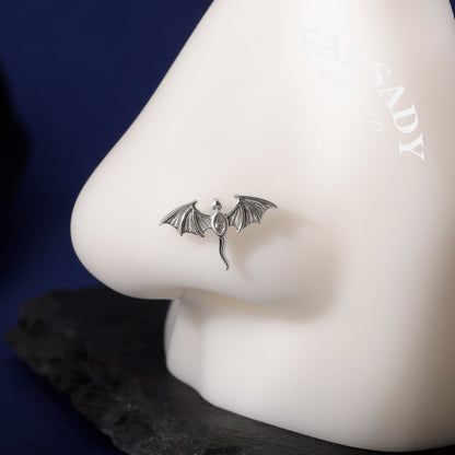 Flying Dragon Threadless Push In Helix Stud Earring