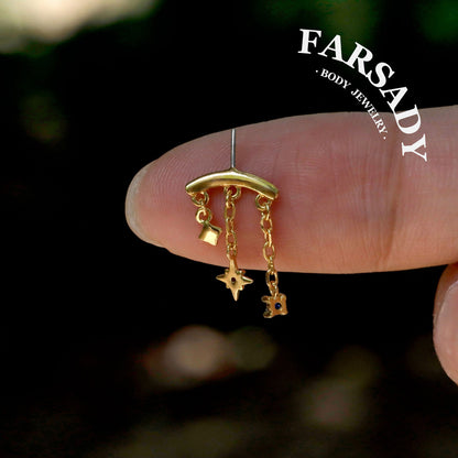 925 Silver Helix Chain Earring
