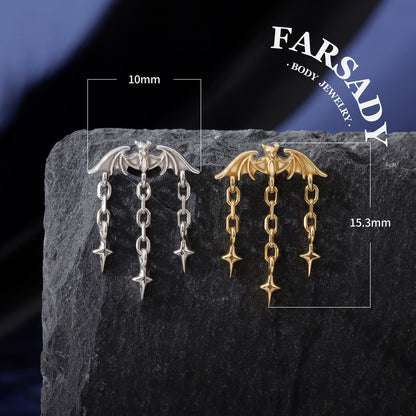 Bat Star Dangle Hidden Helix Earring