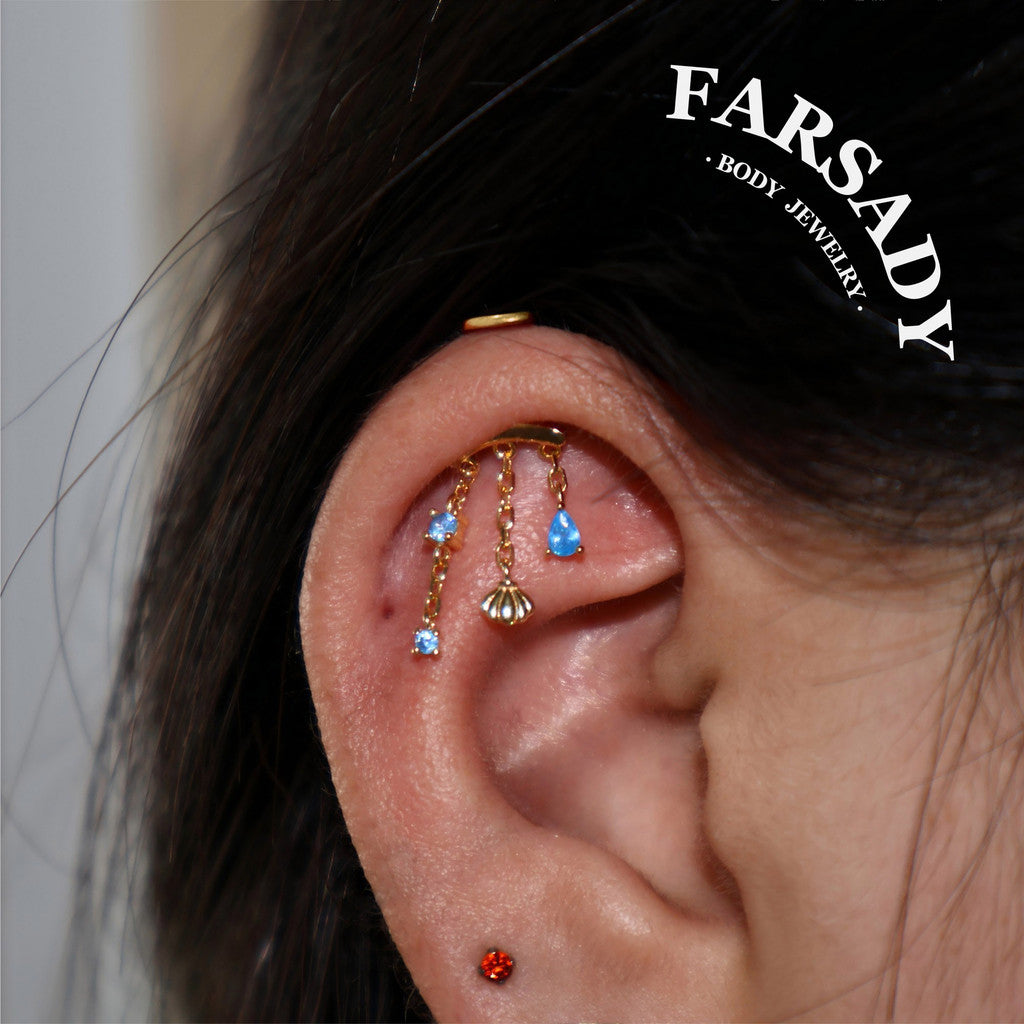 Ocean Blue CZ Push In Hidden Rook Stud