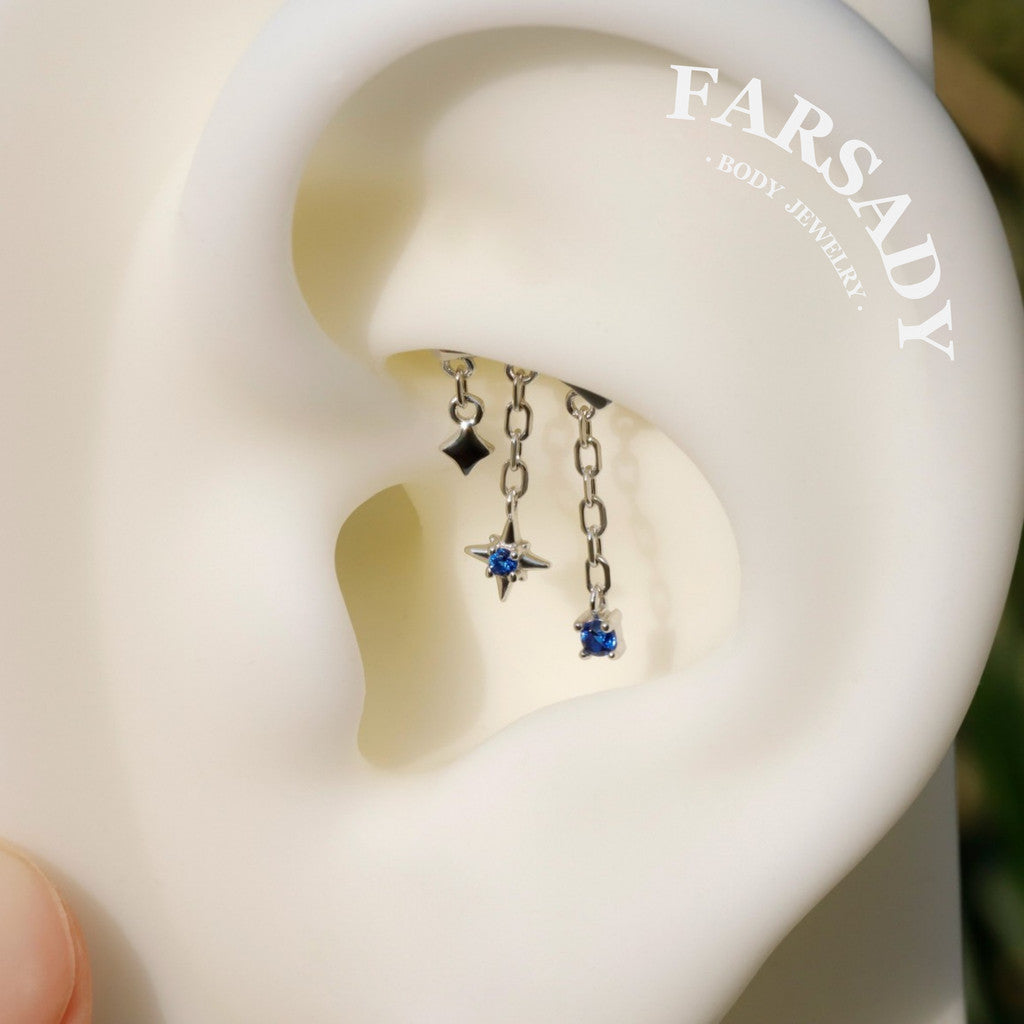 925 Silver Helix Chain Earring