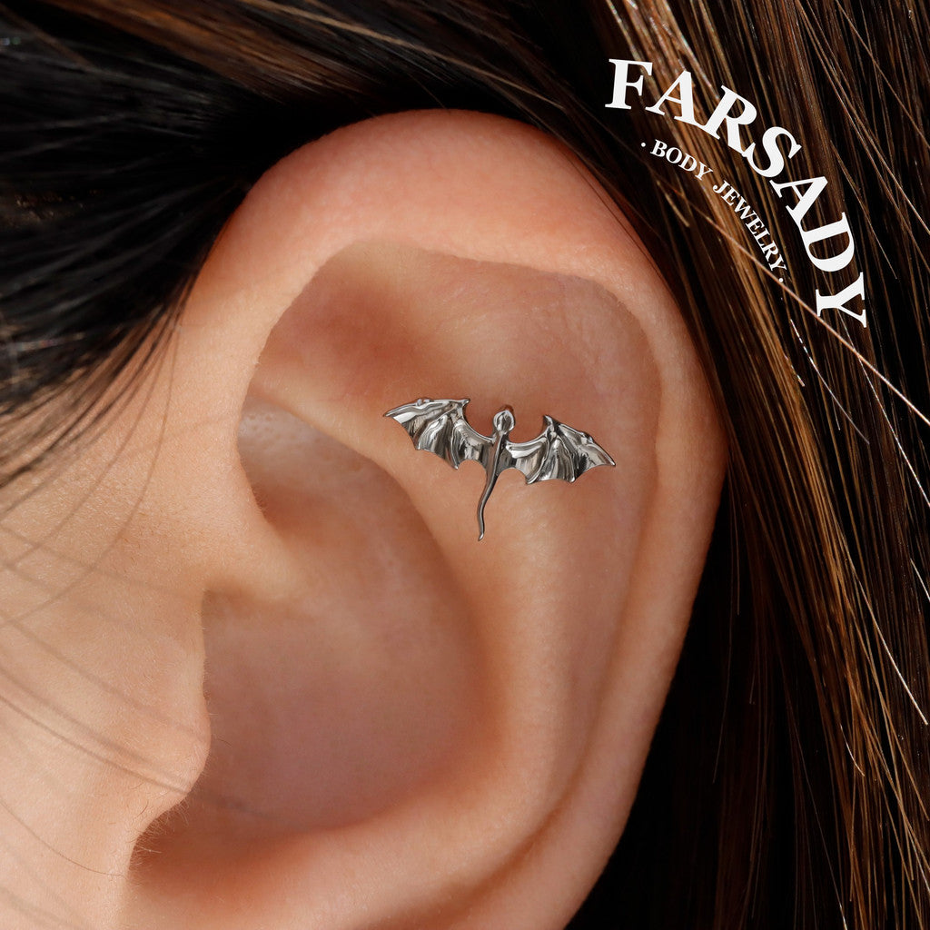 Titanium Flying Dragon Threadless Push In Helix Stud