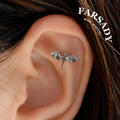 Titanium Flying Dragon Threadless Push In Helix Stud