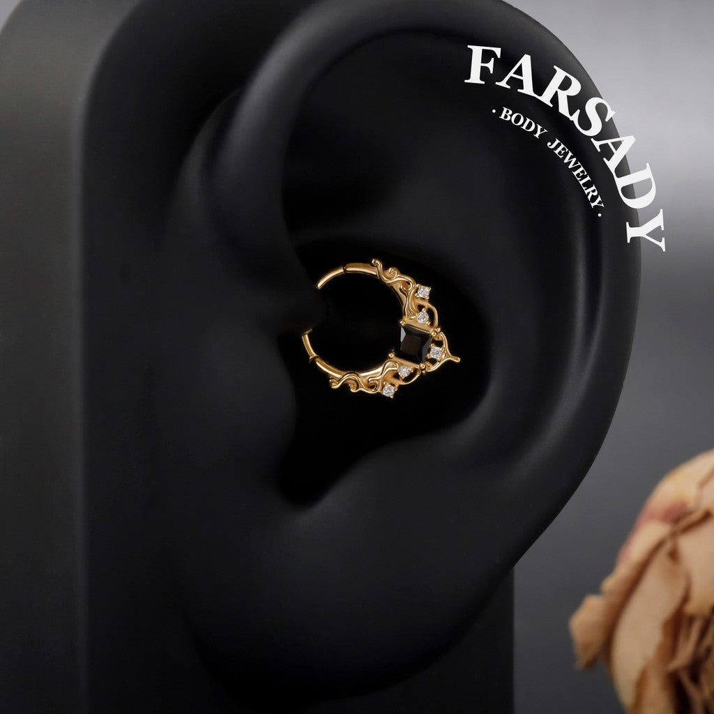 Black CZ Byzantine Design Septum