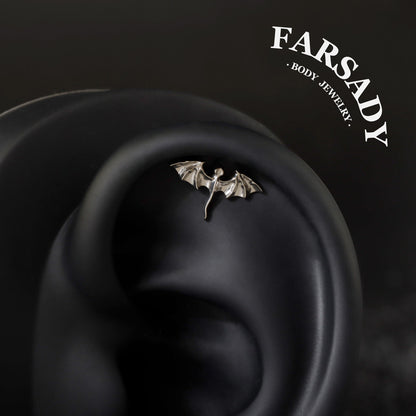 Titanium Flying Dragon Threadless Push In Helix Stud