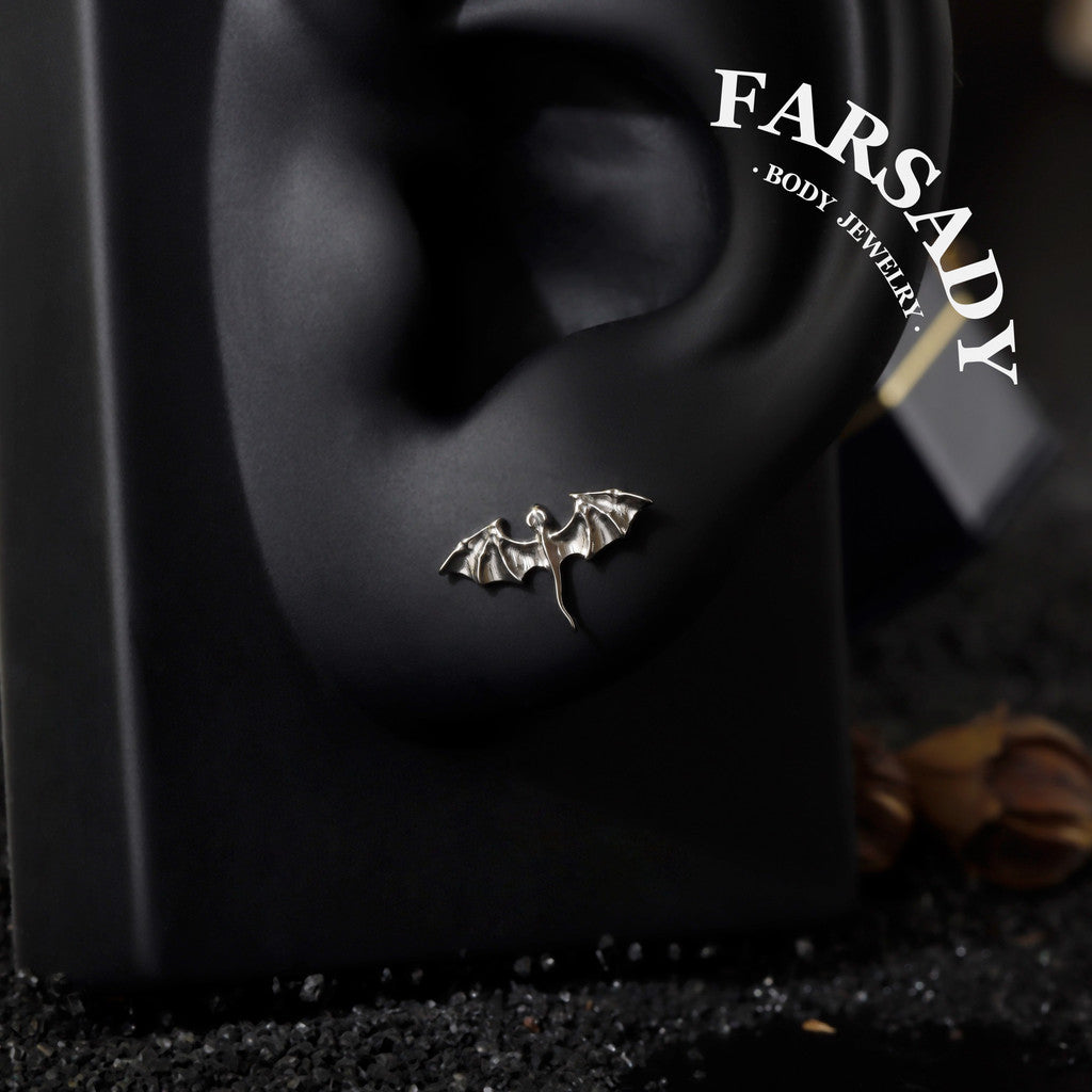 Titanium Flying Dragon Threadless Push In Helix Stud